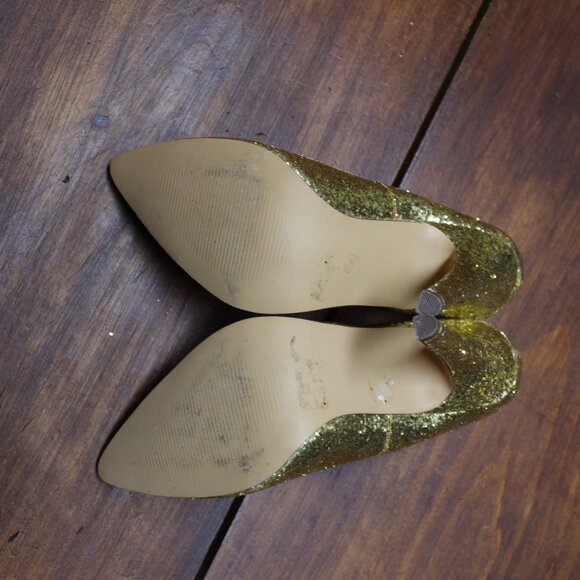 CHARLOTTE RUSSE Gold Sparkle Glitter Stiletto Pumps High Heel, 7 EUC - Picture 6 of 9